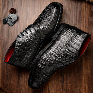 Marco Di Milano Martinelli Black Caiman Crocodile Ankle Boots - Dudes Boutique