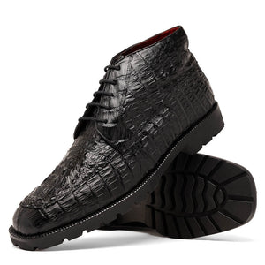 Marco Di Milano Martinelli Black Caiman Crocodile Ankle Boots - Dudes Boutique