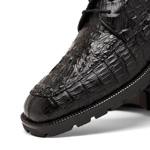 Marco Di Milano Martinelli Black Caiman Crocodile Ankle Boots - Dudes Boutique