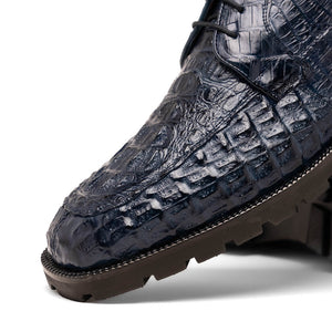 Marco Di Milano Martinelli Navy Caiman Crocodile Ankle Boots - Dudes Boutique