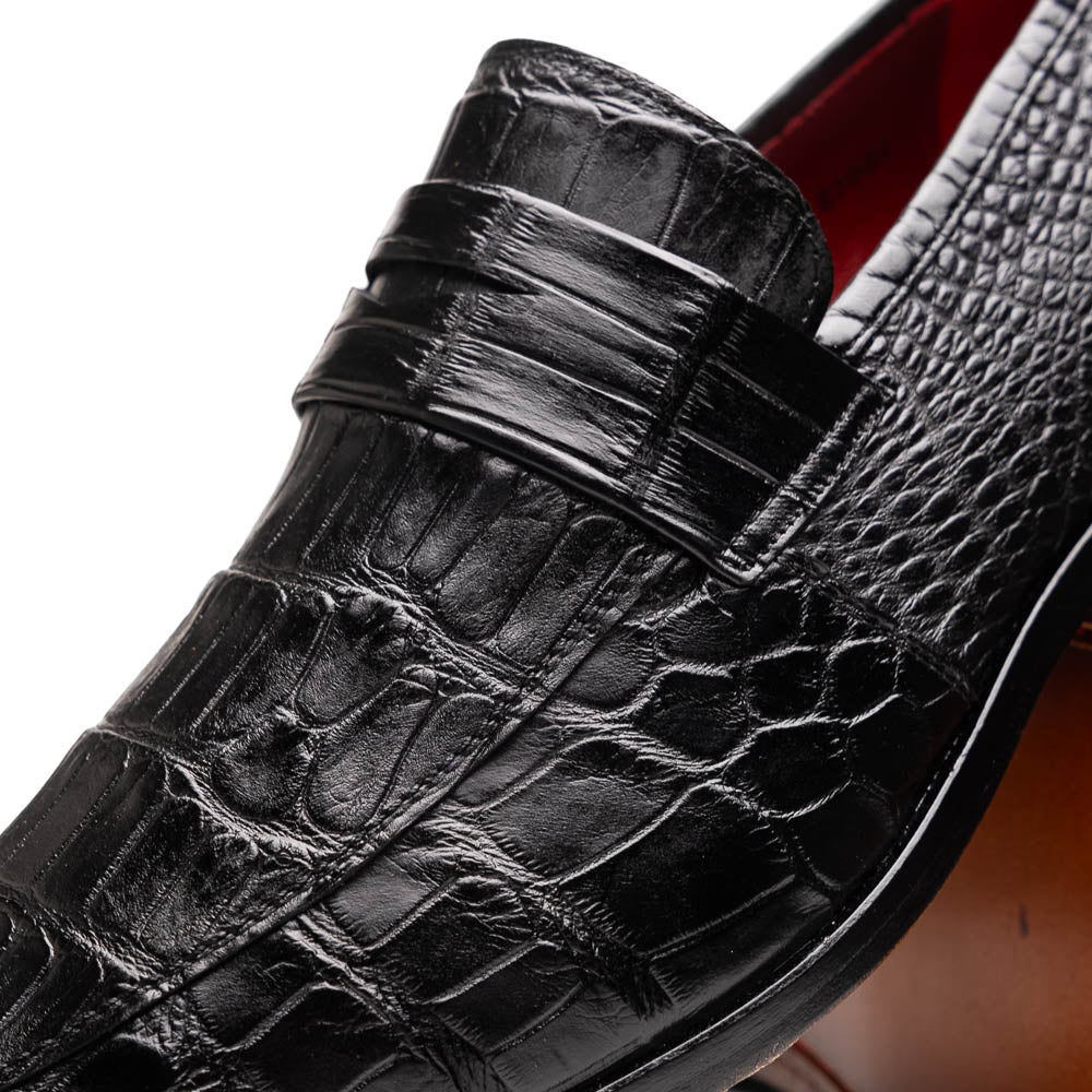 Marco Di Milano Matteo Black Alligator Penny Loafers - Dudes Boutique