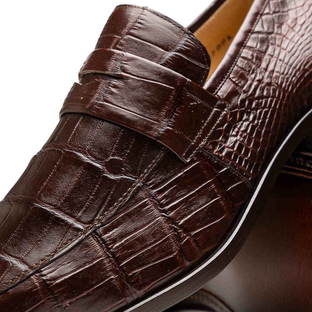 Marco Di Milano Matteo Brown Alligator Penny Loafers - Dudes Boutique