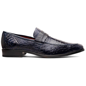 Marco Di Milano Matteo Navy Alligator Penny Loafers - Dudes Boutique