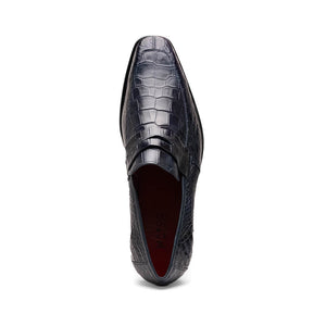 Marco Di Milano Matteo Navy Alligator Penny Loafers - Dudes Boutique