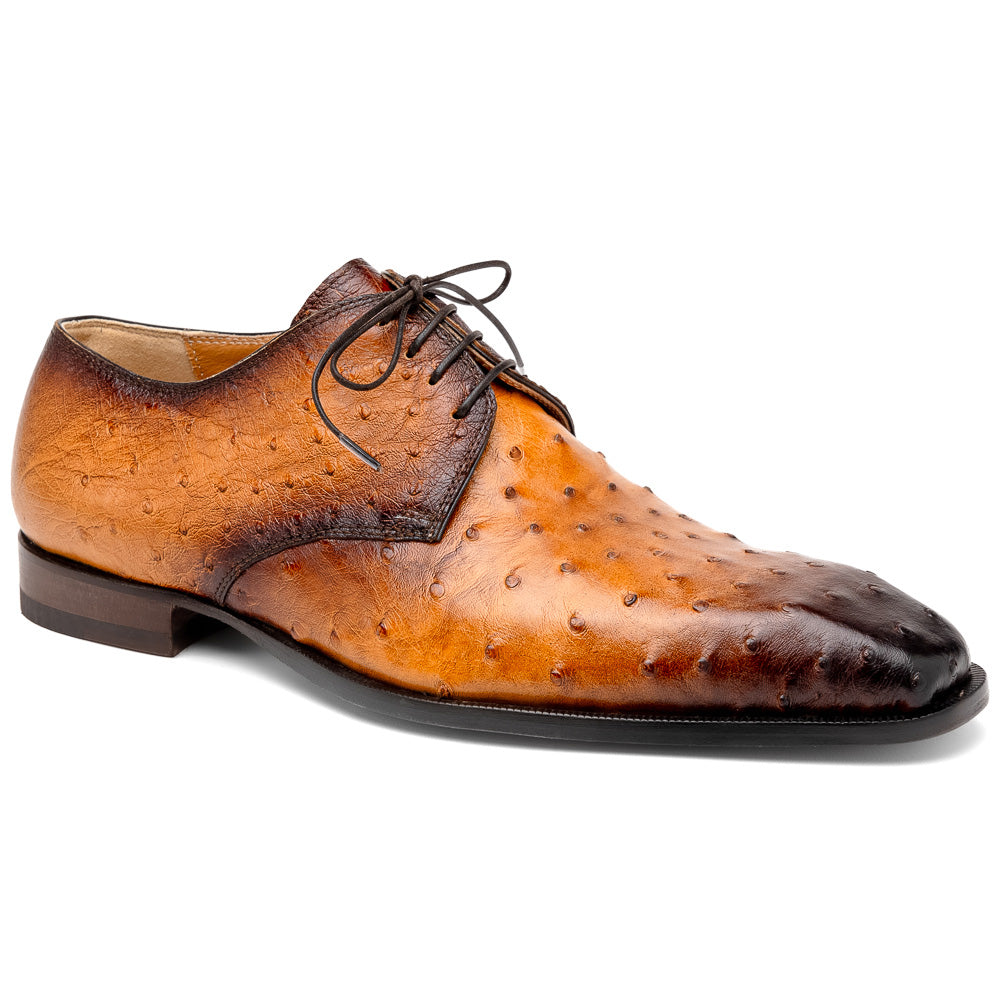 Mauri 1056/2 Dillinger Ostrich Derby Shoes Light Rust / Dirty Gold - Dudes Boutique