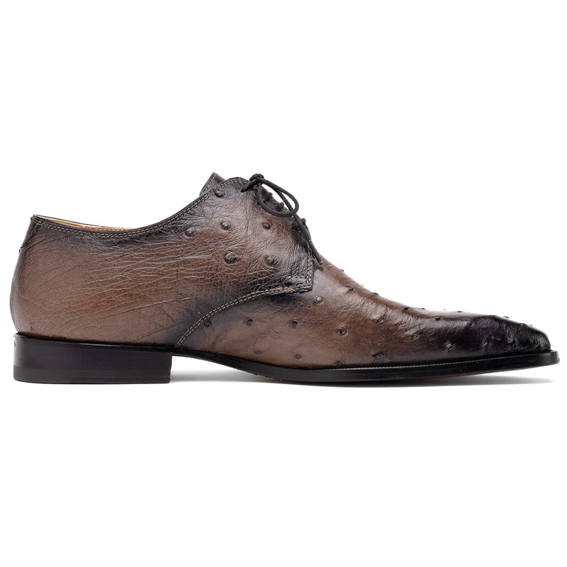 Mauri 1056/2 Dillinger Ostrich Derby Shoes Mink/ Dirty Black - Dudes Boutique