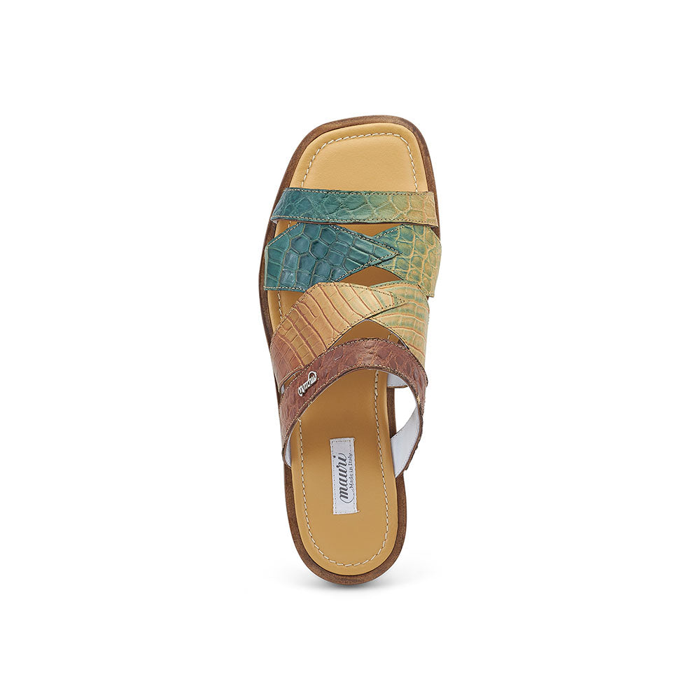 Mauri 1492/2 Fiji Alligator Sandals Dune / Country Green / Gold - Dudes Boutique
