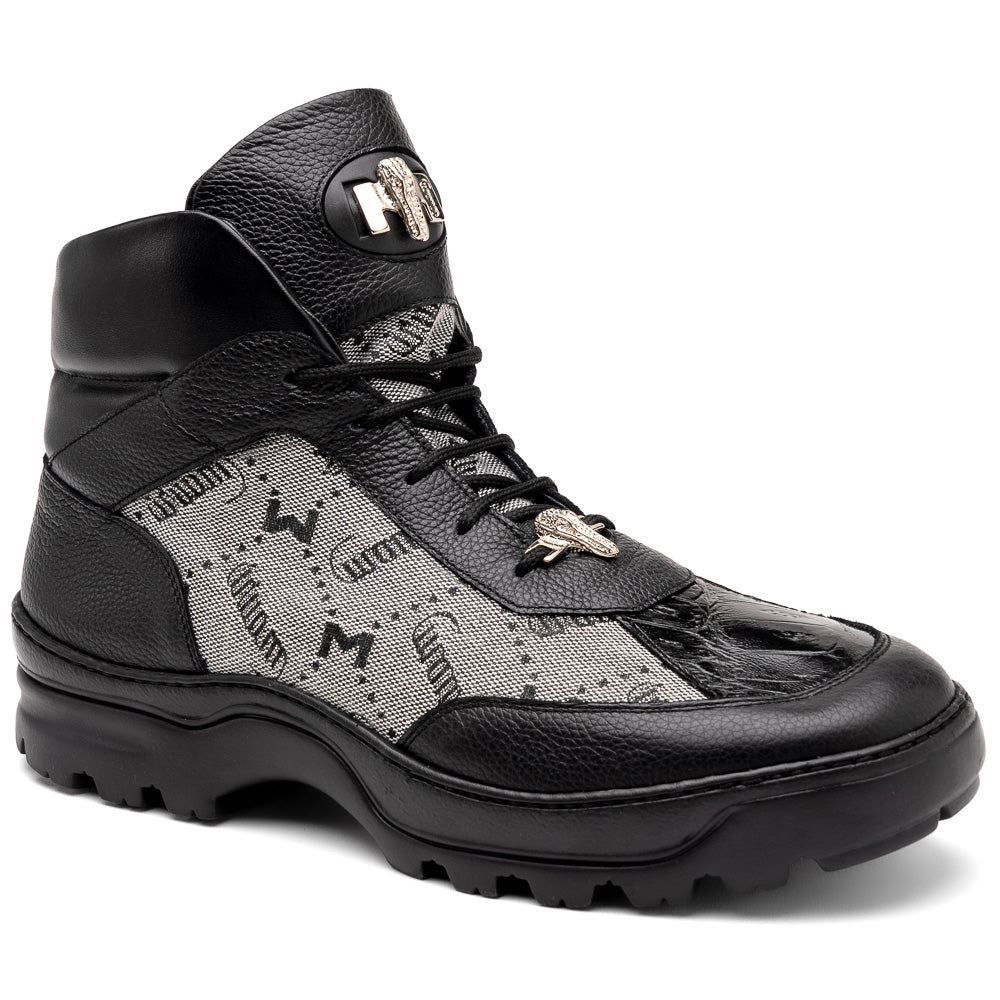 Mauri 3216 Pyro Time/ Baby Croc/ Mauri Fabric/ Nappa Boots Black / Grey - Dudes Boutique