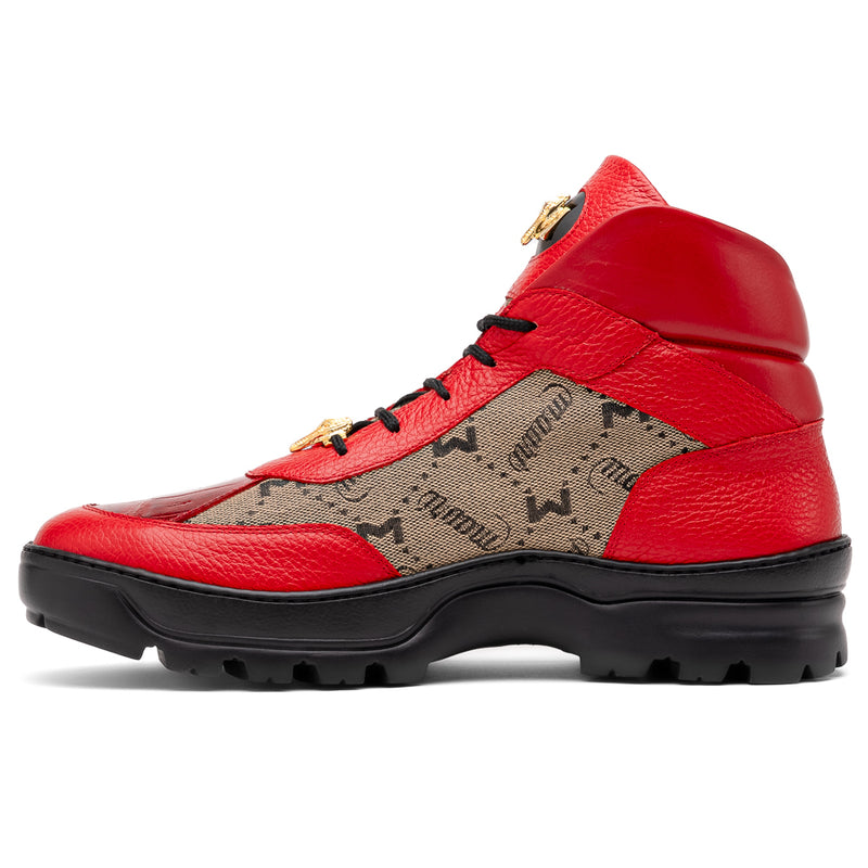 Mauri 3216 Pyro Time/ Baby Croc/ Mauri Fabric/ Nappa Boots Red / Taupe - Dudes Boutique