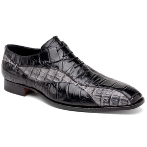 Mauri 3227 Alligator / Hornback Oxford Shoes Black / Light Grey - Dudes Boutique