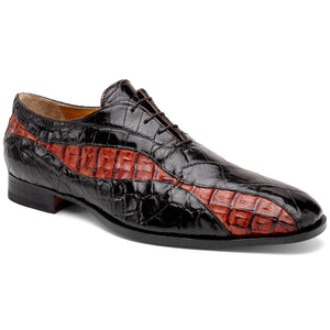 Mauri 3227 Alligator / Hornback Oxford Shoes Dark Brown/ Gold - Dudes Boutique