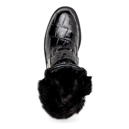 Mauri 3240 Smoke Alligator/ Mink/ Nappa Boots Black - Dudes Boutique