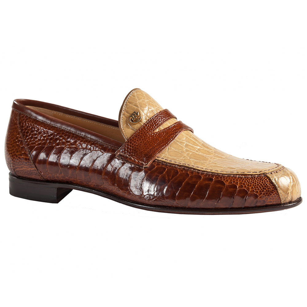 Mauri 4893/1 Croco Flanks / Ostrich Leg Dress Shoes Dune / Gold - Dudes Boutique