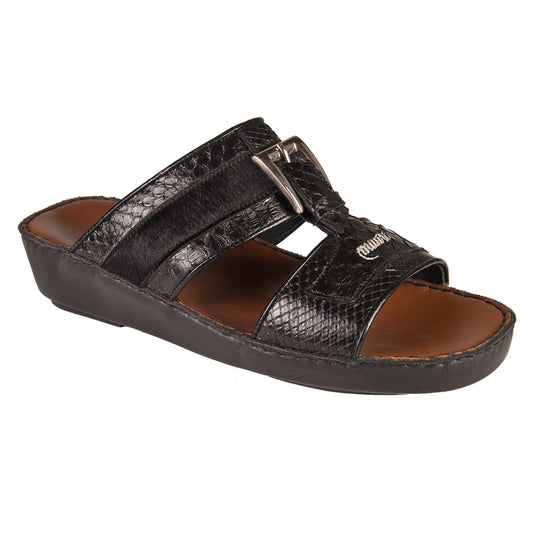 Mauri 5143 Python / Pony Sandals Black - Dudes Boutique