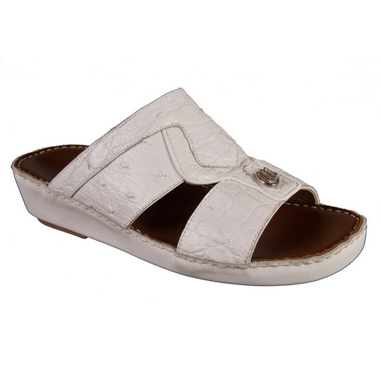 Mauri 5149 Alligator / Ostrich Sandals White - Dudes Boutique
