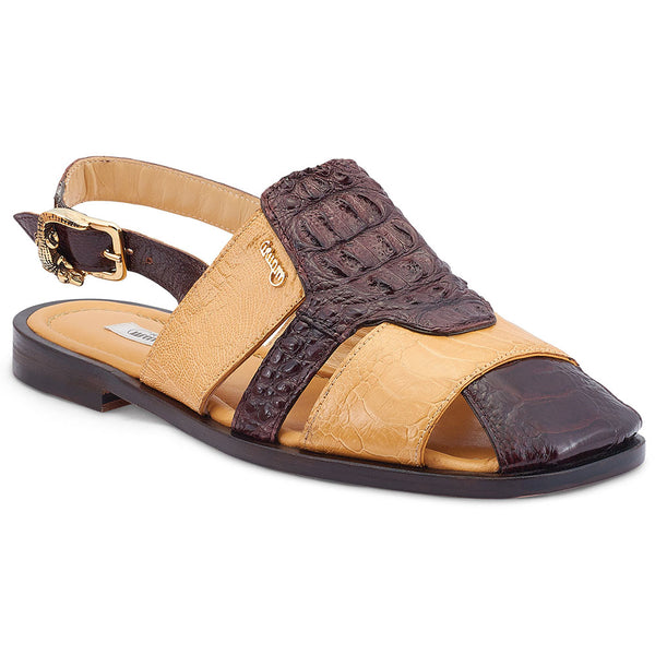 Mauri 5161 Tahiti Ostrich Leg / Hornback Crown Sandals Sp. Rust / Light Caramel - Dudes Boutique