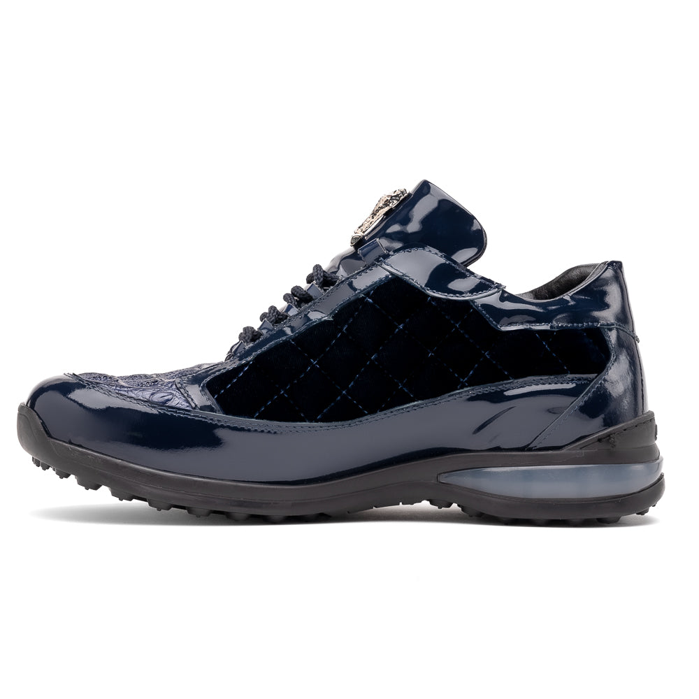 Mauri 8415/1 Beats Patent/ Hornback Crown/ Velvet Sneakers Wonder Blue - Dudes Boutique