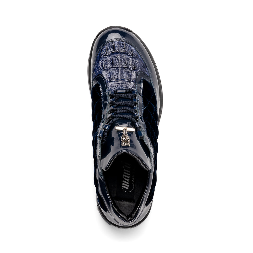 Mauri 8415/1 Beats Patent/ Hornback Crown/ Velvet Sneakers Wonder Blue - Dudes Boutique