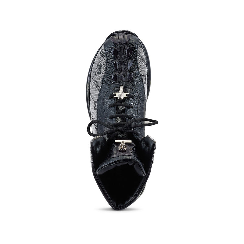 Mauri 8484 Ostrich Leg / Fabric High-top Black / Grey - Dudes Boutique