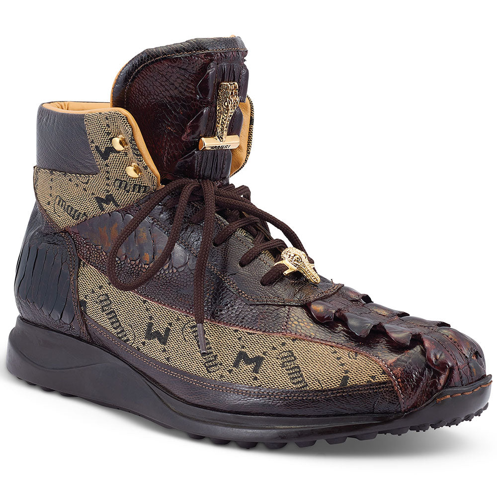 Mauri 8484 Ostrich Leg / Fabric High-top Sp Rust / Taupe - Dudes Boutique