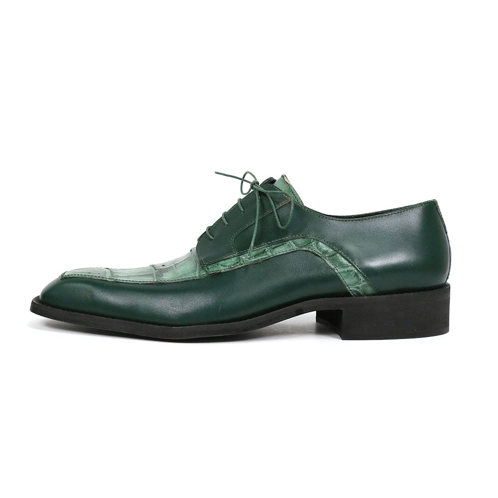 Mauri Arsenal 4642/9 Hunter Green Calfskin/Alligator Dress Shoes - Dudes Boutique