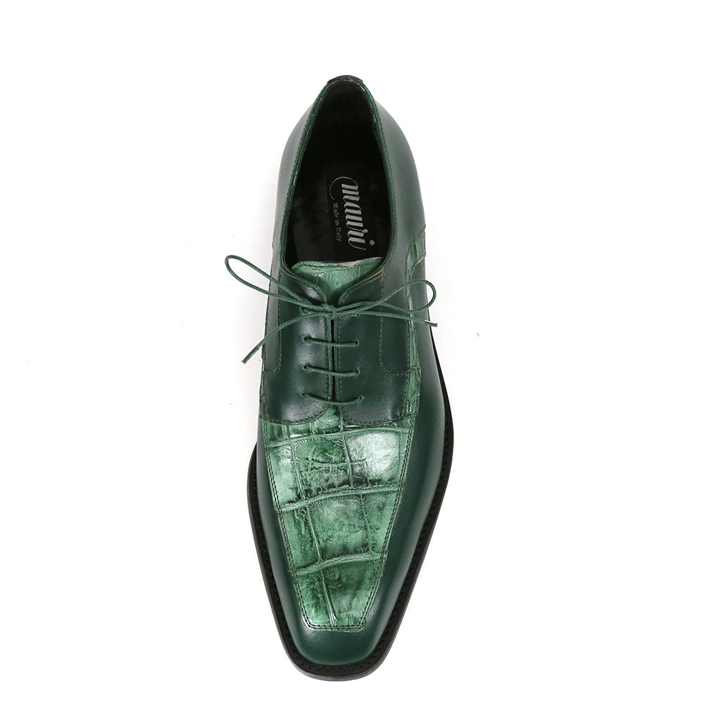 Mauri Arsenal 4642/9 Hunter Green Calfskin/Alligator Dress Shoes - Dudes Boutique