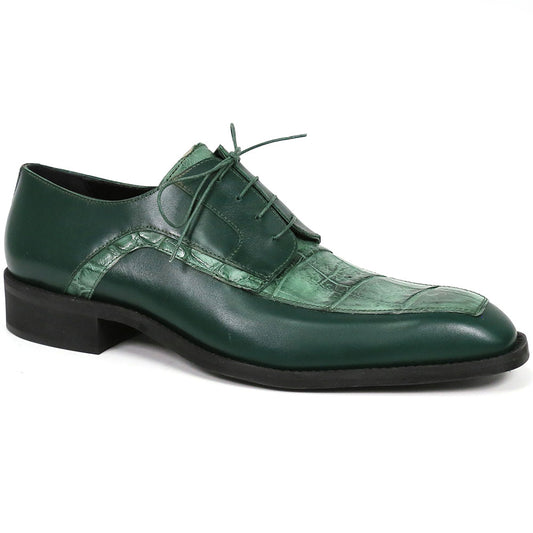 Mauri Arsenal 4642/9 Hunter Green Calfskin/Alligator Dress Shoes - Dudes Boutique