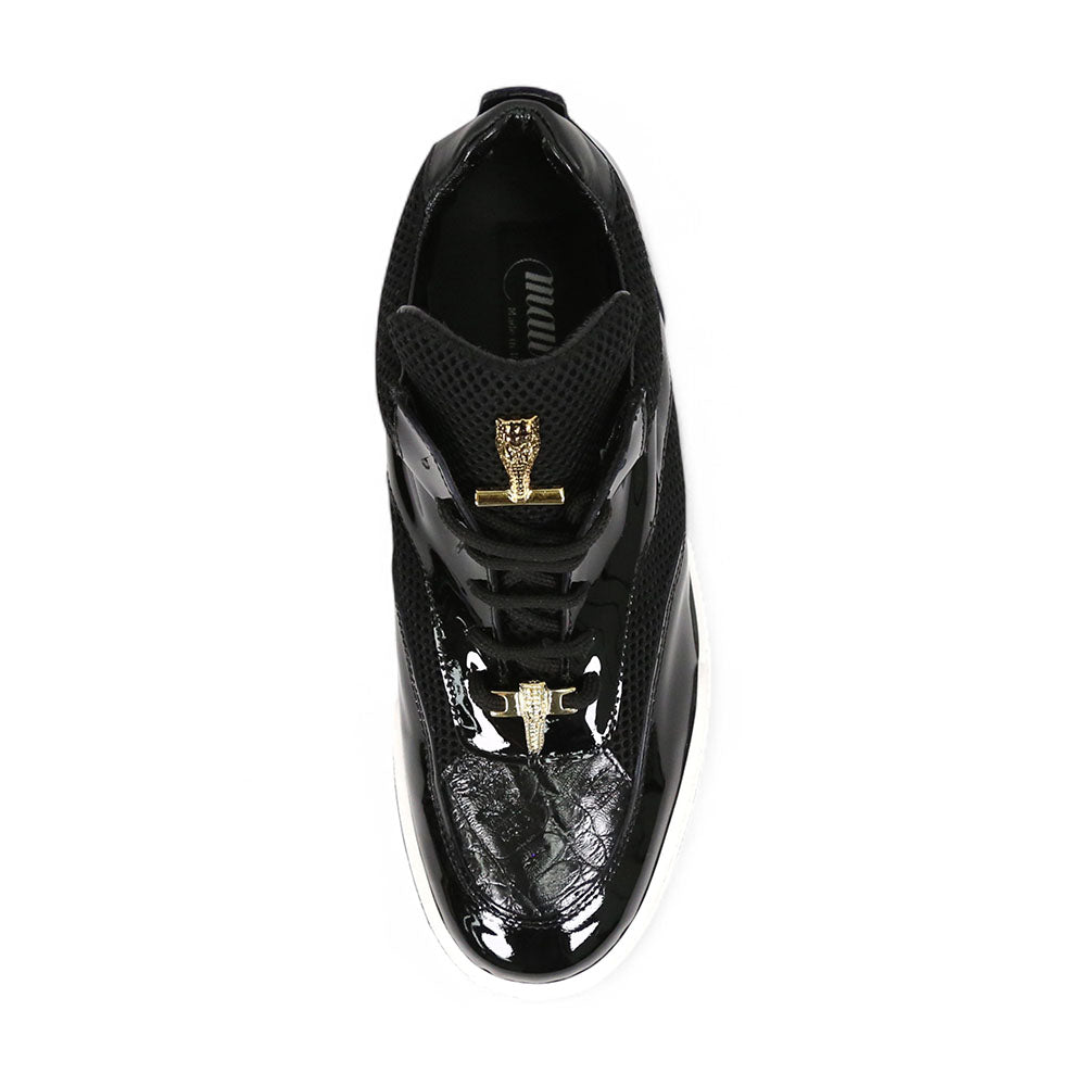 Mauri Breeze 8498/1 Black Patent/Baby Crocodile/Mesh Fabric/Nappa Sneakers - Dudes Boutique