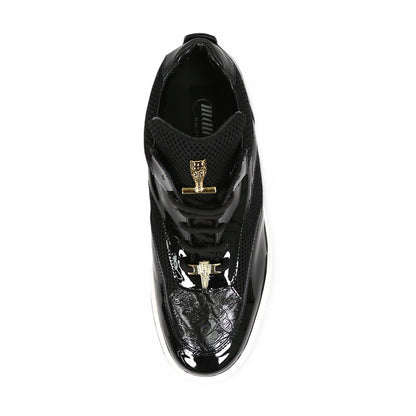 Mauri Breeze 8498/1 Black Patent/Baby Crocodile/Mesh Fabric/Nappa Sneakers - Dudes Boutique