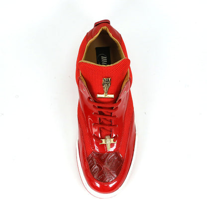 Mauri Breeze 8498/1 Red Patent/Baby Crocodile/Mesh Fabric/Nappa Sneakers - Dudes Boutique