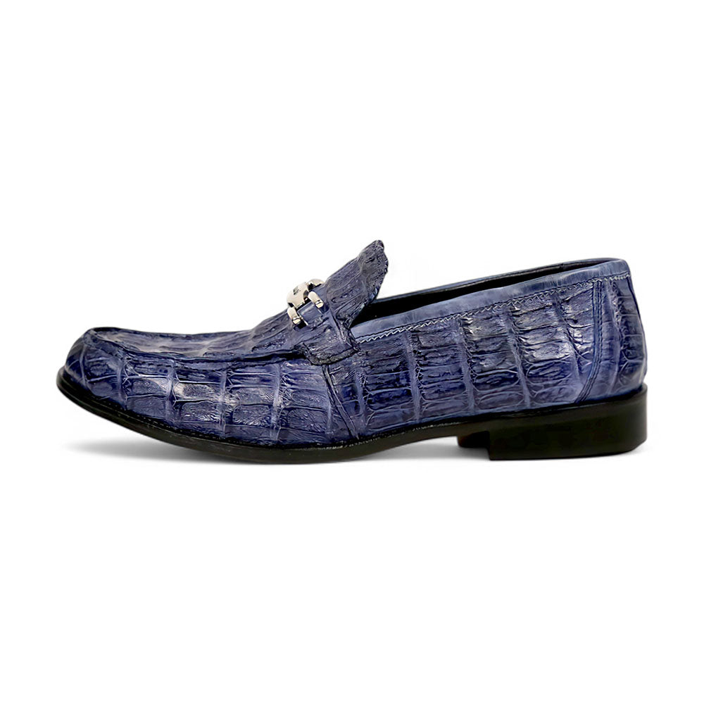 Mauri Chapel 1028/3 Wonder Blue Pepper Hornback Bit Loafers - Dudes Boutique