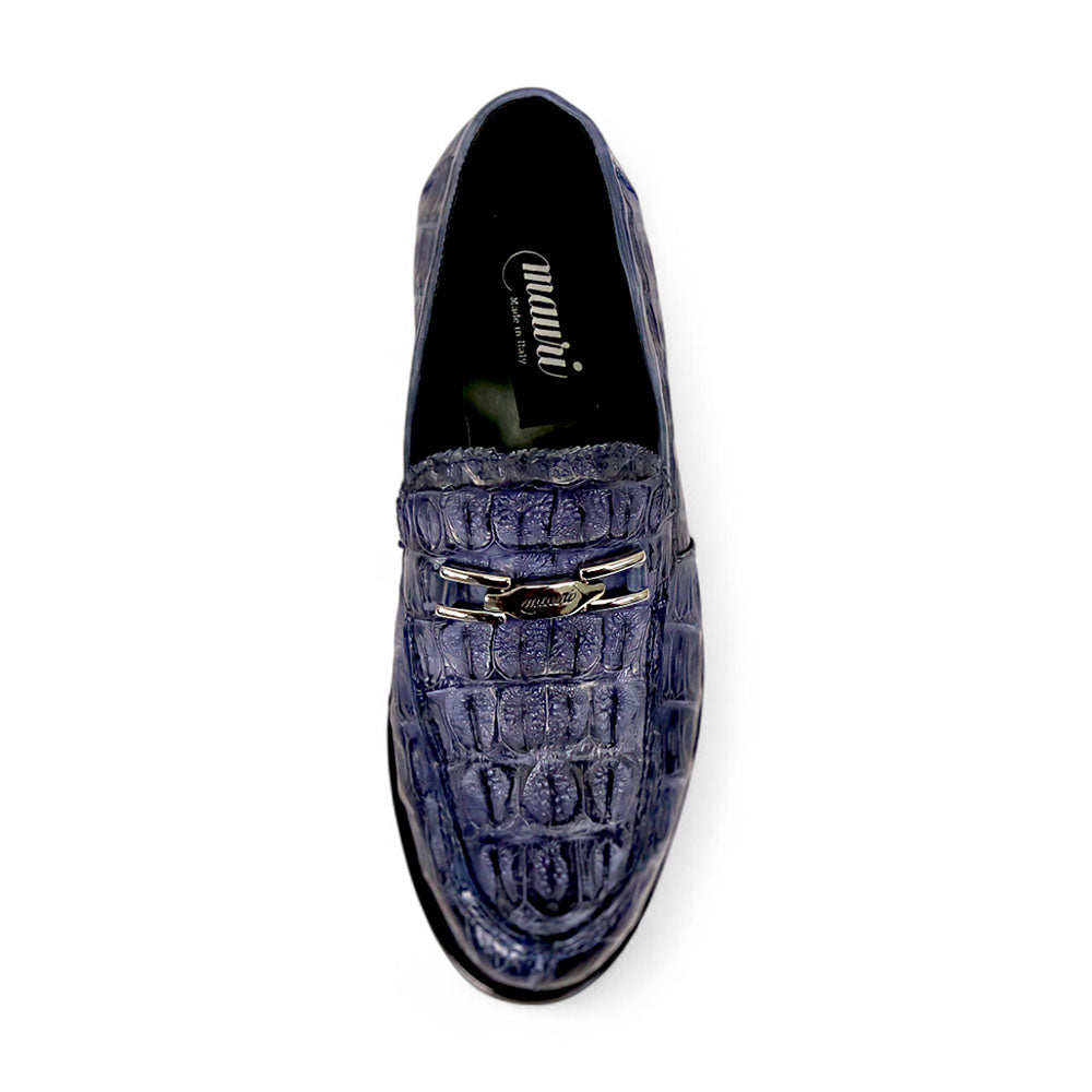 Mauri Chapel 1028/3 Wonder Blue Pepper Hornback Bit Loafers - Dudes Boutique