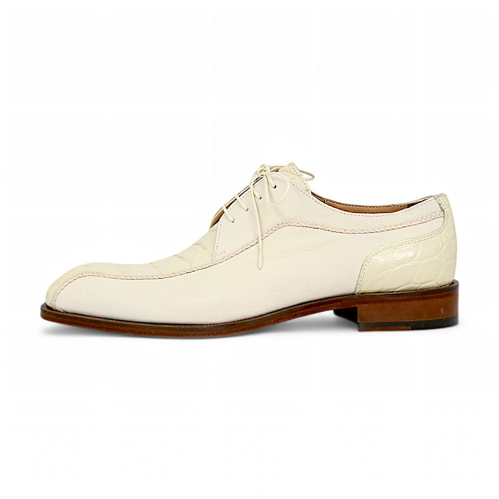 Mauri Gentleman 3251 Cream Goatskin/Alligator Shoes - Dudes Boutique