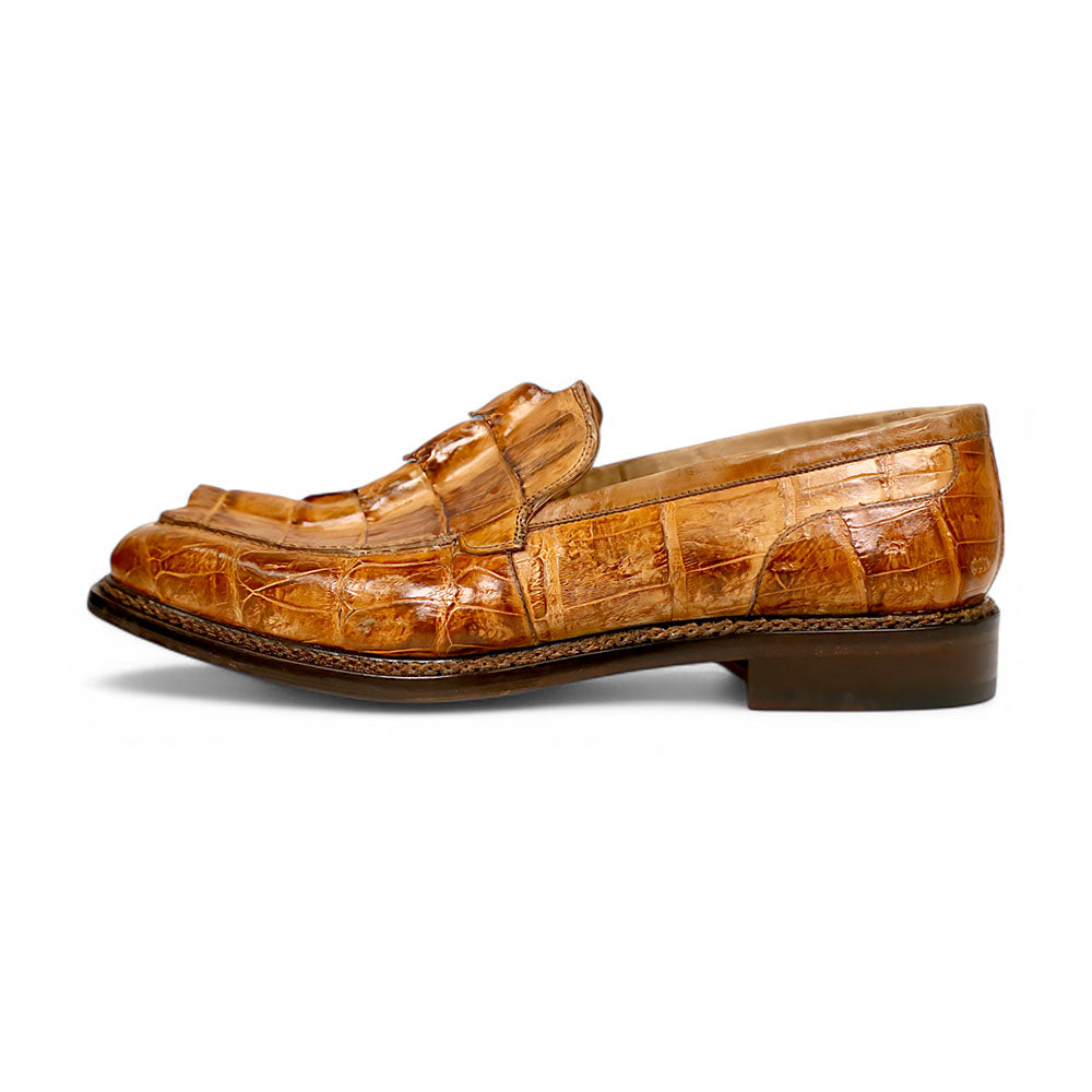 Mauri Orefici 4770/1 cognac baby crocodile, hornback and calfskin loafers