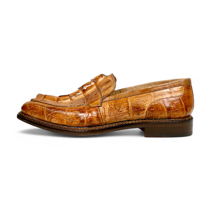 Mauri Orefici 4770/1 cognac baby crocodile, hornback and calfskin loafers
