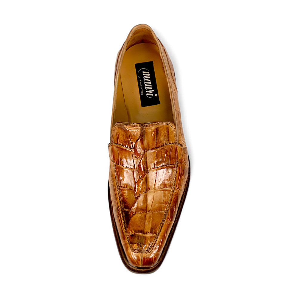 Mauri Orefici 4770/1 cognac baby crocodile, hornback and calfskin loafers