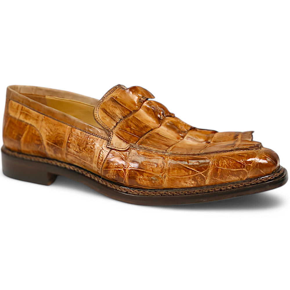 Mauri Orefici 4770/1 cognac baby crocodile, hornback and calfskin loafers