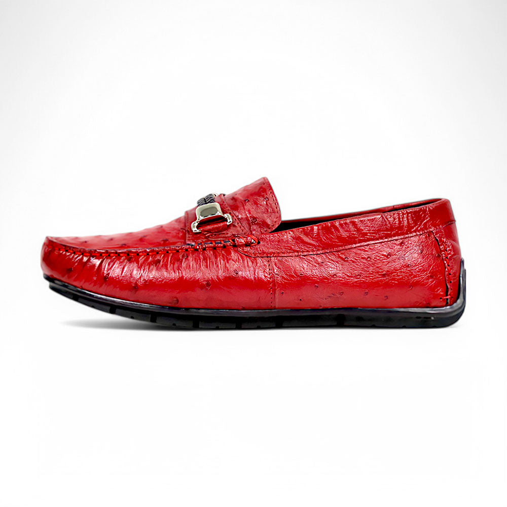 Mauri Sprinter 3517/5 Campari Red Ostrich Loafers - Dudes Boutique