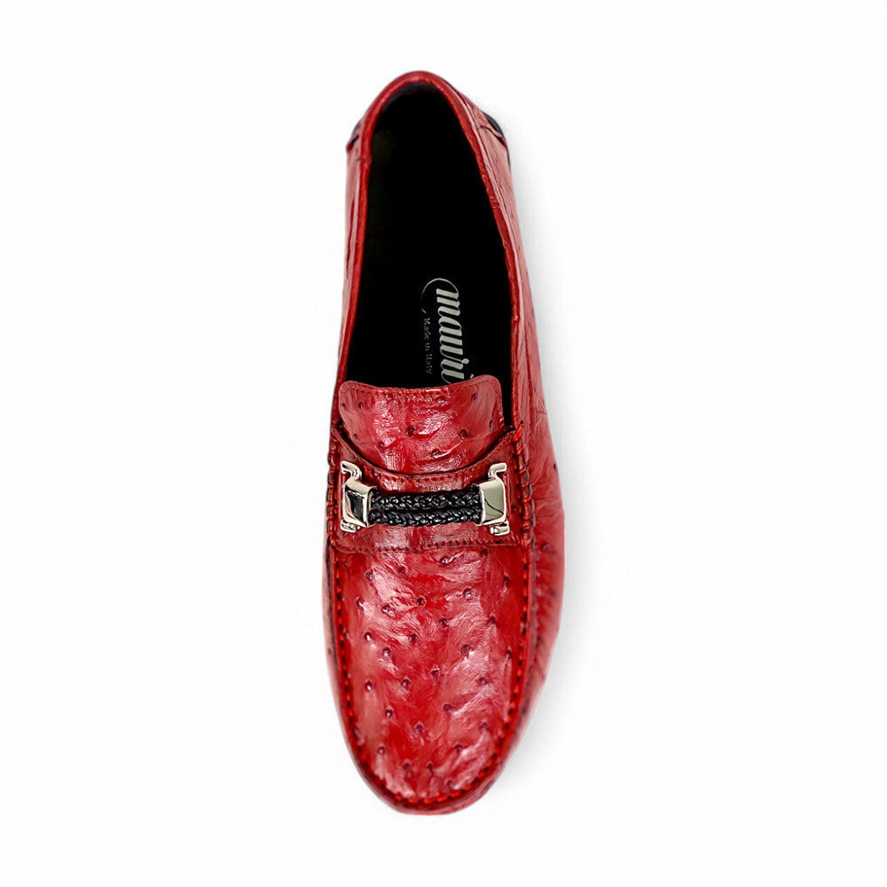 Mauri Sprinter 3517/5 Campari Red Ostrich Loafers - Dudes Boutique