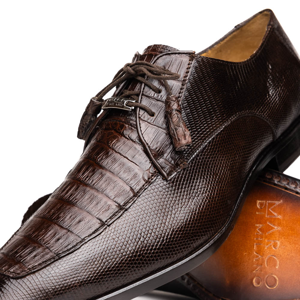 Marco Di Milano Merida Brown Caiman Crocodile & Lizard Dress Shoes - Dudes Boutique