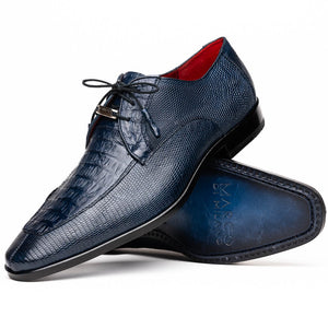 Marco Di Milano Merida Navy Caiman Crocodile & Lizard Dress Shoes - Dudes Boutique