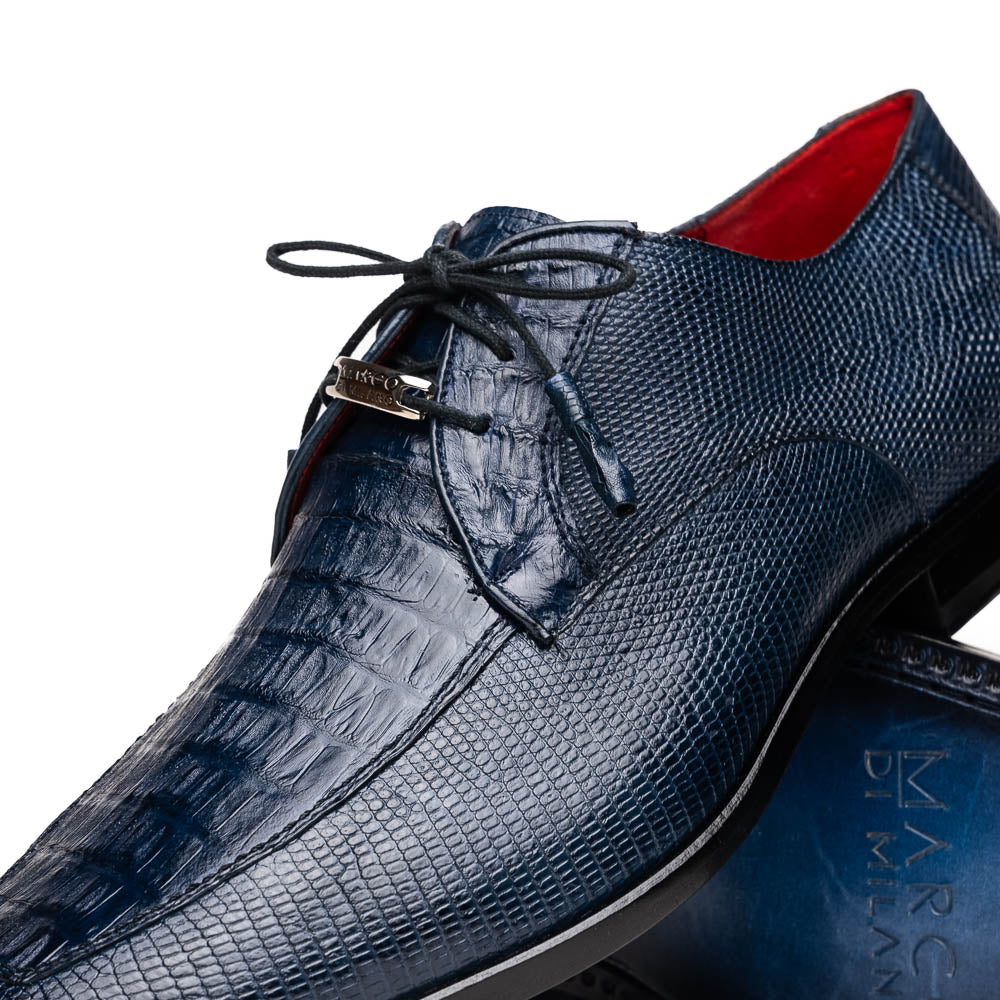 Marco Di Milano Merida Navy Caiman Crocodile & Lizard Dress Shoes - Dudes Boutique