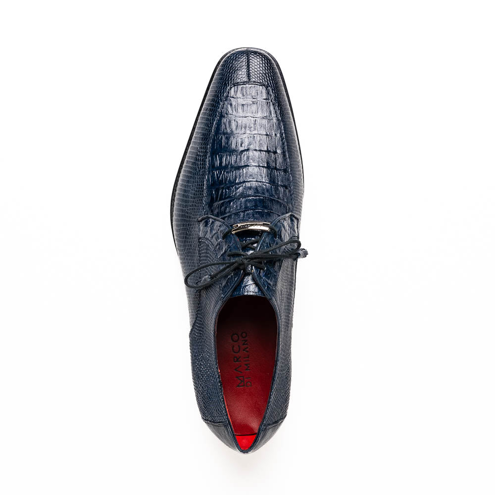 Marco Di Milano Merida Navy Caiman Crocodile & Lizard Dress Shoes - Dudes Boutique