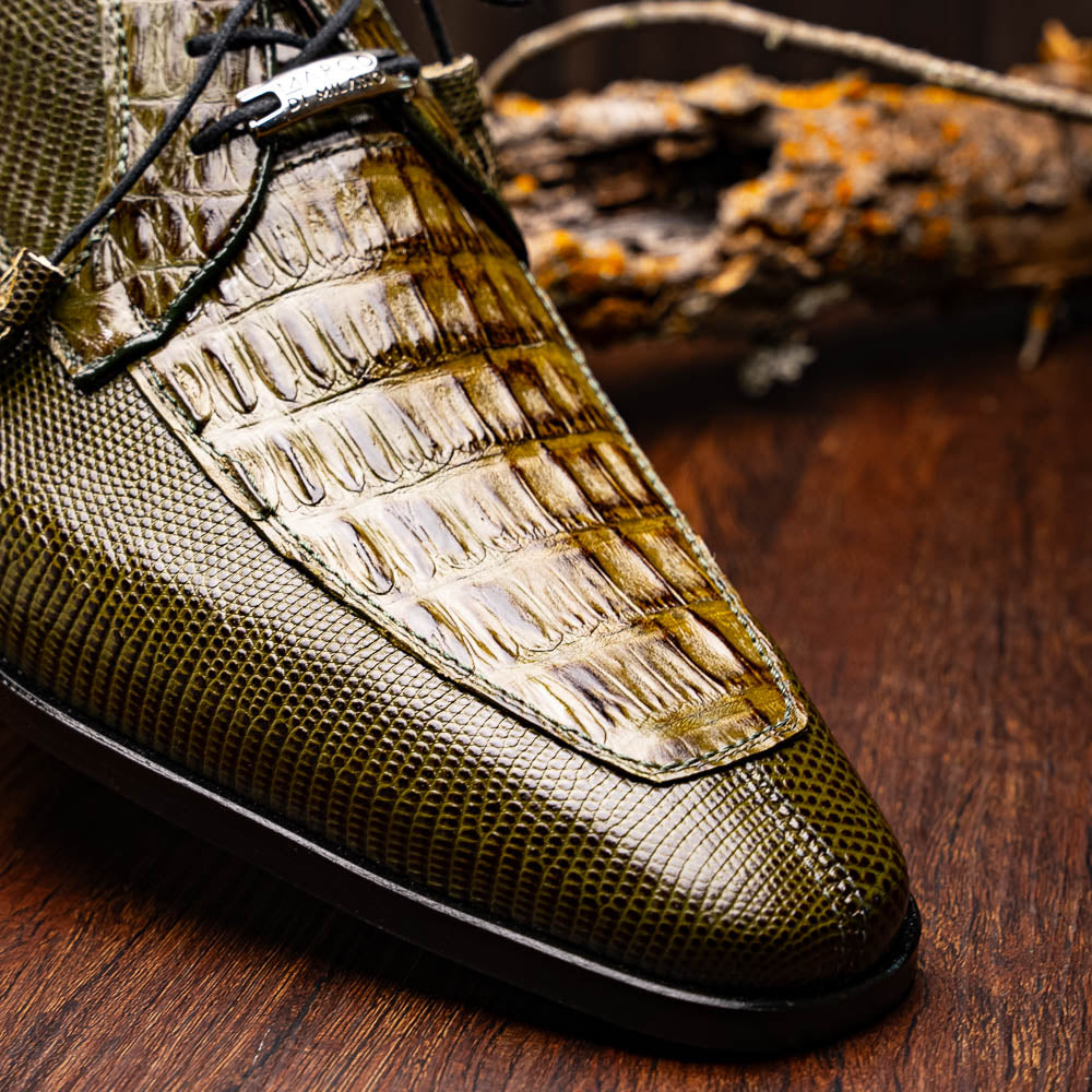 Marco Di Milano Merida Olive Green Caiman Crocodile & Lizard Dress Shoes - Dudes Boutique