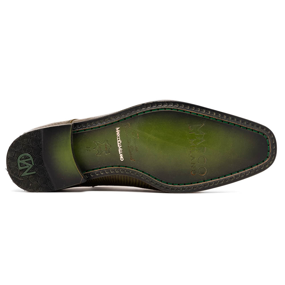 Marco Di Milano Merida Olive Green Caiman Crocodile & Lizard Dress Shoes - Dudes Boutique