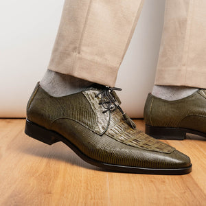 Marco Di Milano Merida Olive Green Caiman Crocodile & Lizard Dress Shoes - Dudes Boutique