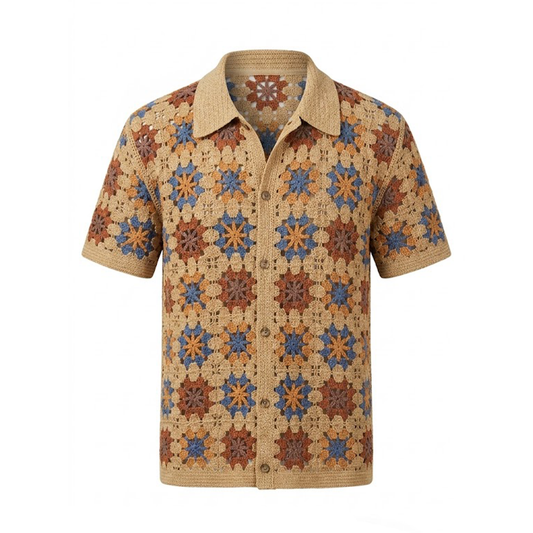 Lanzzino Beige Breathable Knit Shirt