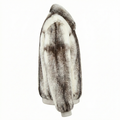 Luca Della Natural Black Cross Mink Fur Bomber Jacket