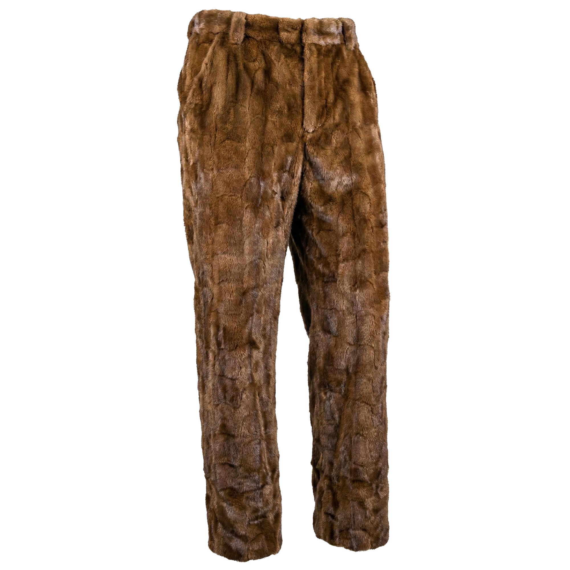 Kashani Men's Cognac Diamond Cut Mink Fur Pants