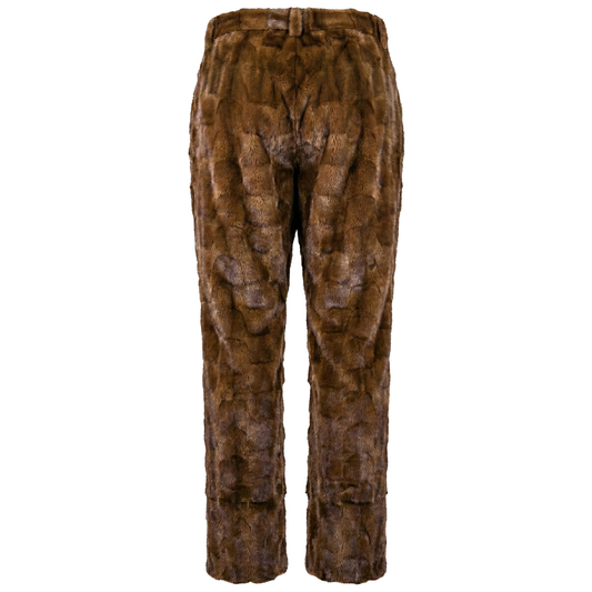 Kashani Men's Cognac Diamond Cut Mink Fur Pants